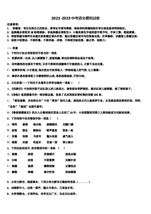 2023届杭州市锦绣育才教育科技集团中考考前最后一卷语文试卷含解析