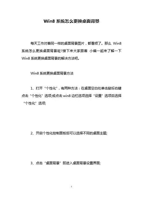 Win8系统怎么更换桌面背景