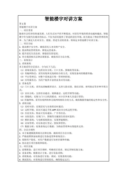 智能楼宇对讲方案