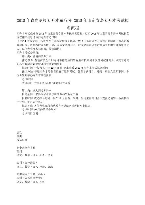 小度写范文2018年青岛凾授专升本录取分 2018年山东青岛专升本考试报名流程模板