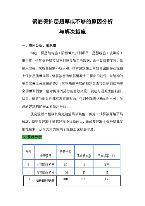 钢筋保护层超厚或不够的原因分析与解决措施