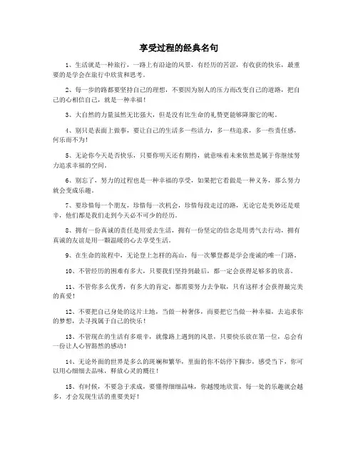 享受过程的经典名句