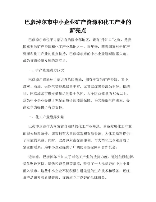 巴彦淖尔市中小企业矿产资源和化工产业的新亮点