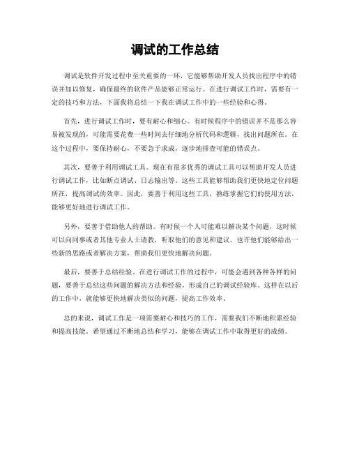 调试的工作总结