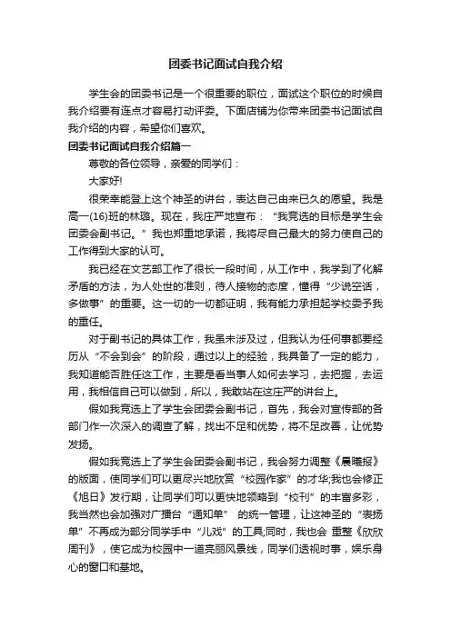 团委书记面试自我介绍