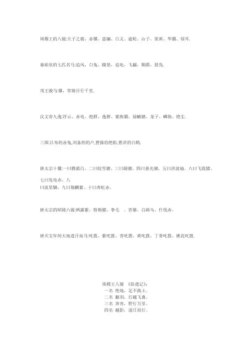 古代名马资料