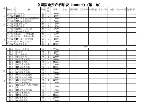 公司固定资产明细表