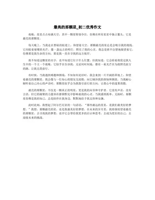 最亮的那颗星_初二优秀作文