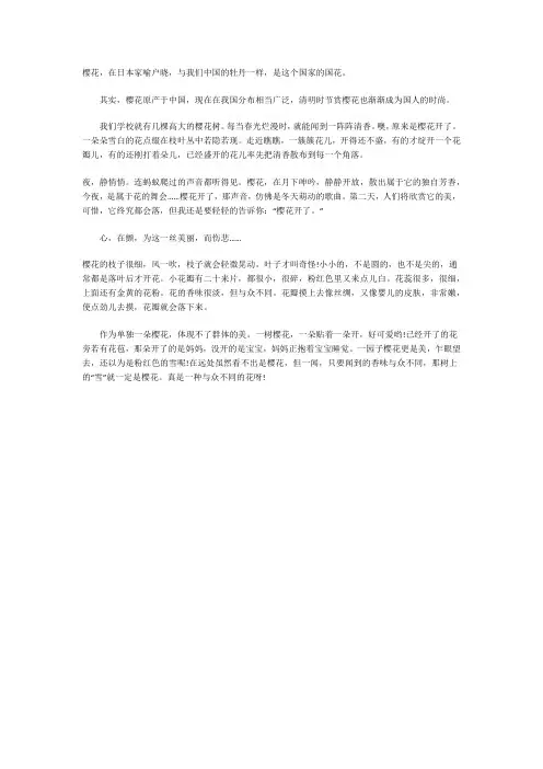 我最喜欢家里的樱花