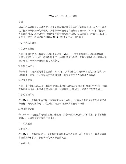 2024年个人工作计划与展望