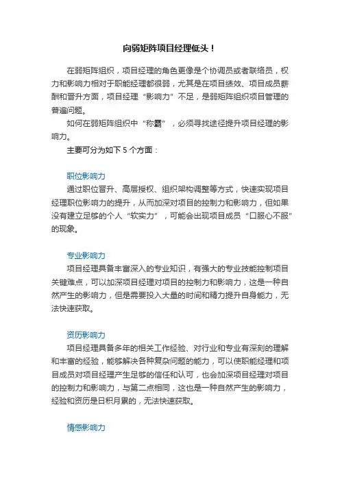向弱矩阵项目经理低头！
