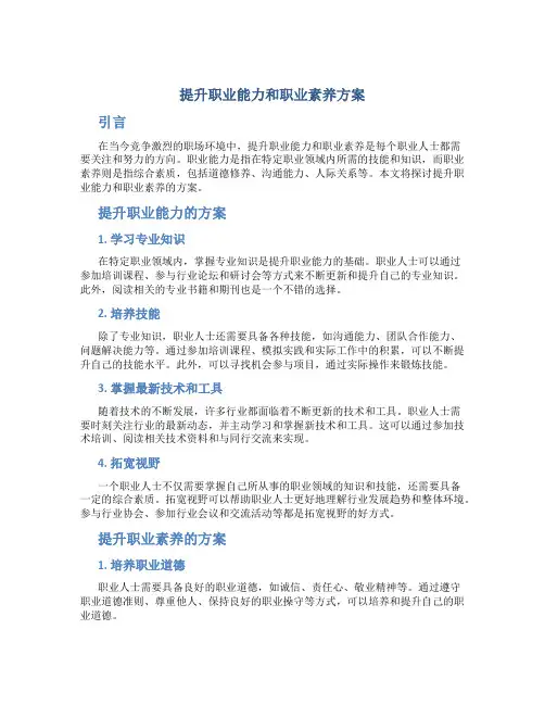 提升职业能力和职业素养方案