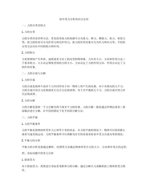初中受力分析知识点总结