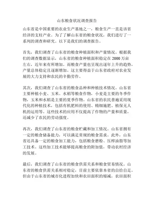 山东粮食状况调查报告
