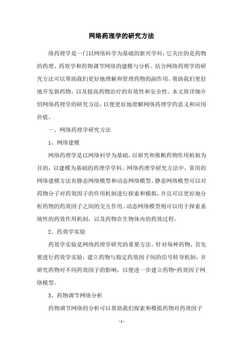 网络药理学的研究方法