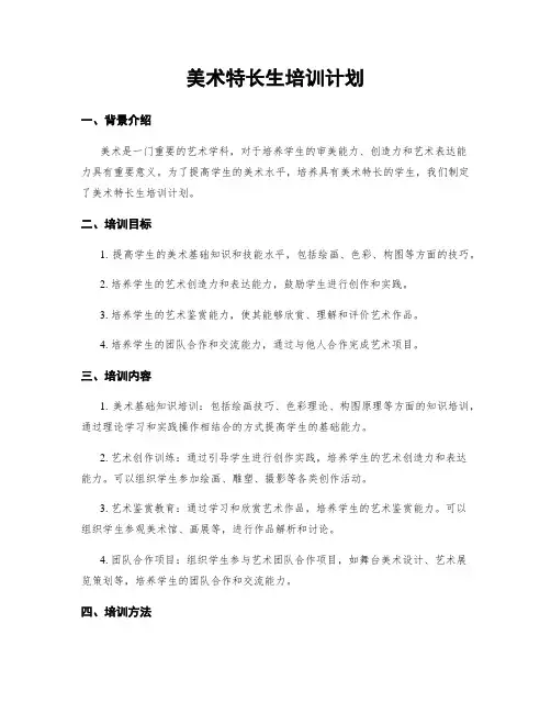 美术特长生培训计划