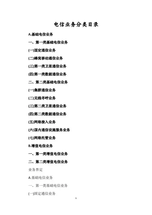 电信业务分类目录(详细)