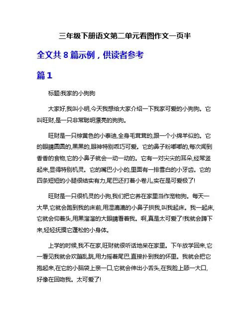 三年级下册语文第二单元看图作文一页半