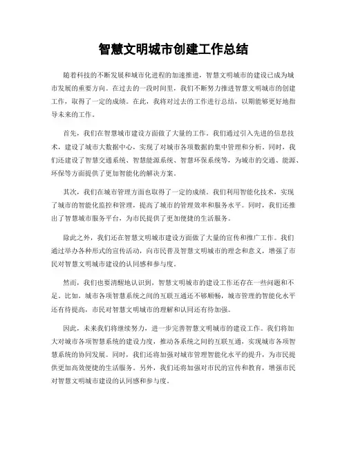 智慧文明城市创建工作总结