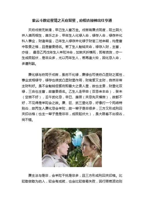 紫云斗数论星情之天府双星，府相衣禄神出仕亨通
