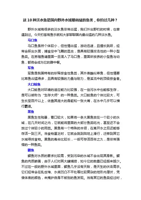 这10种淡水鱼是国内野外水域最凶猛的鱼类，你钓过几种？