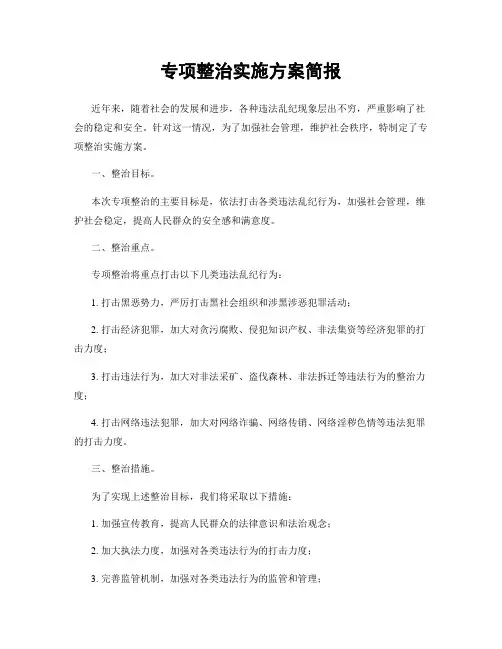 专项整治实施方案简报