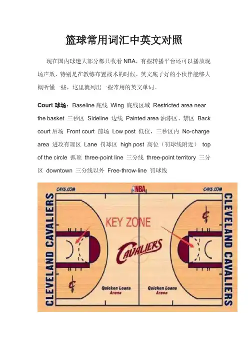 篮球常用词汇中英文对照