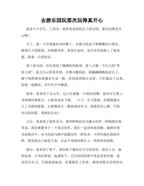 三年级作文那次玩得真高兴之去游乐园玩那次玩得真开心