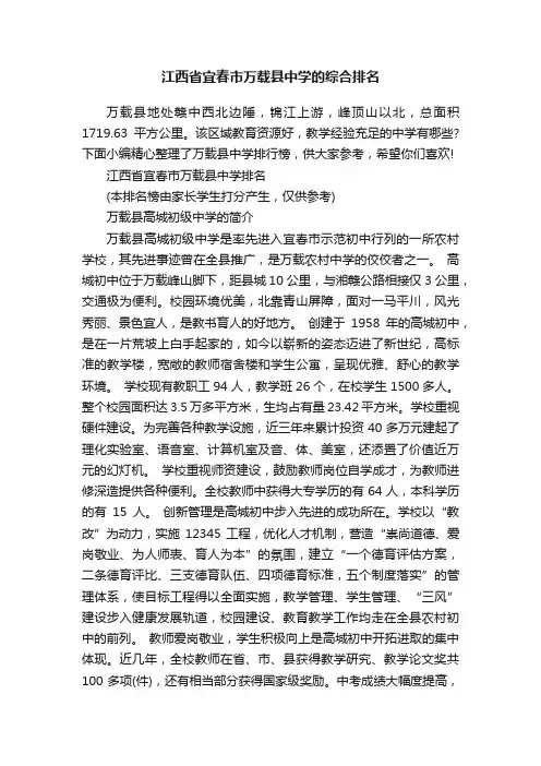 江西省宜春市万载县中学的综合排名