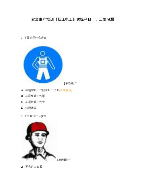 安全生产培训《低压电工》实操科目一、三复习题