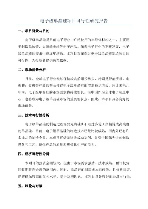电子级单晶硅项目可行性研究报告