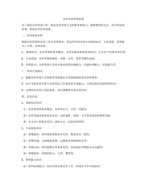 仓库培训管理制度