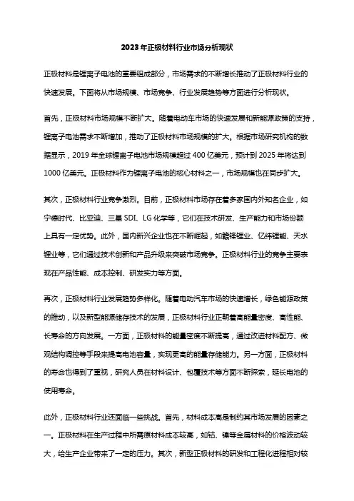 2023年正极材料行业市场分析现状