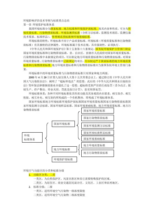 (完整word)2017版《环境影响评价技术导则》第一章环境标准体系重点总结,推荐文档
