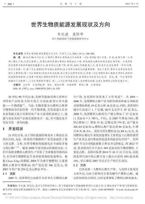 世界生物质能源发展现状及方向_车长波