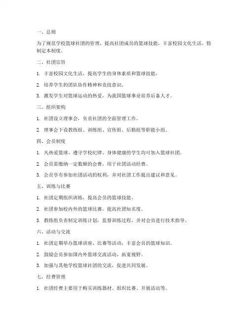 学校篮球社团相关管理制度