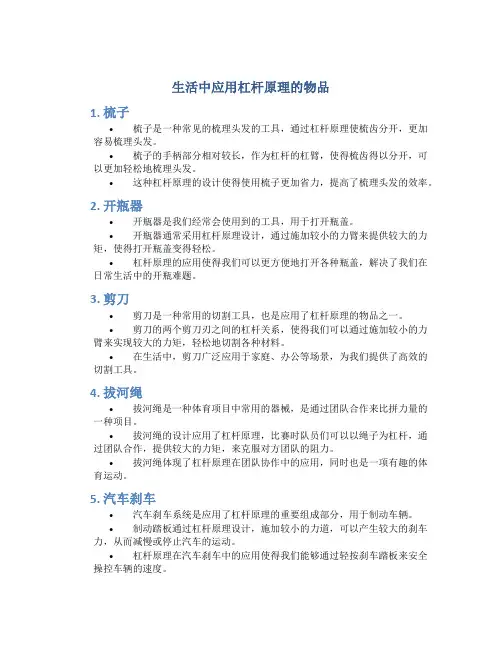 生活中应用杠杆原理的物品