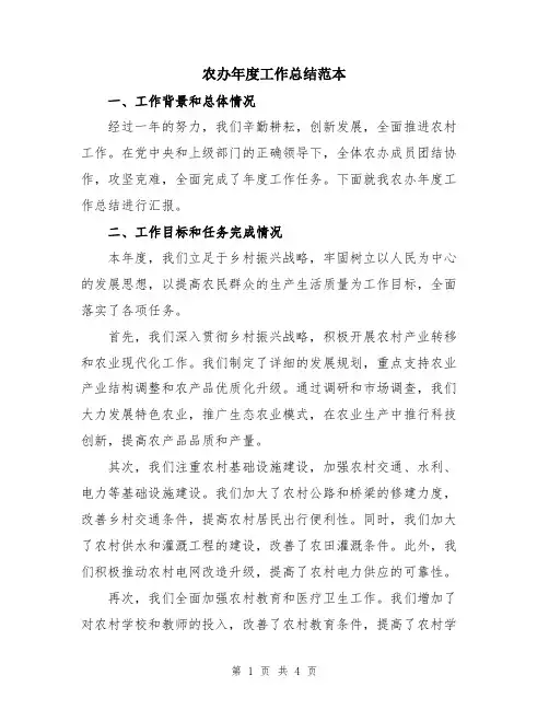 农办年度工作总结范本