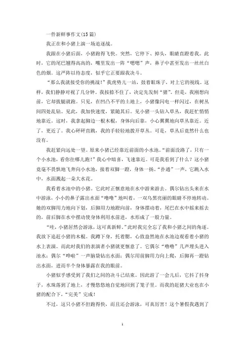 一件新鲜事作文(15篇)(精选)