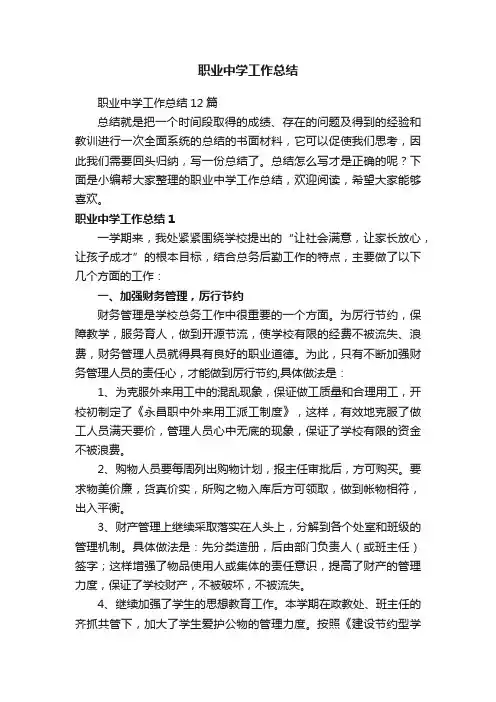 职业中学工作总结12篇