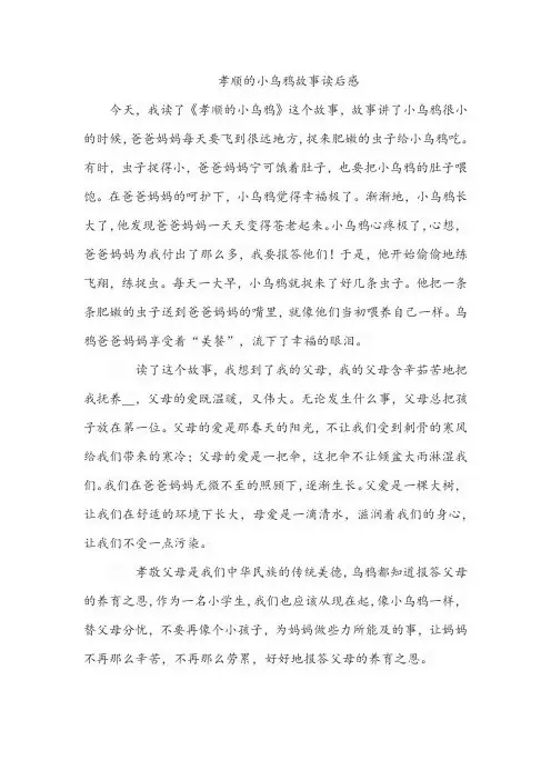孝顺的小乌鸦故事读后感