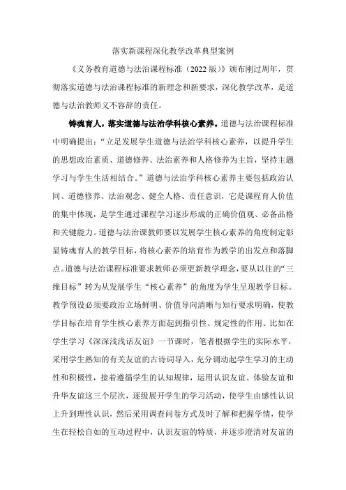 落实新课程深化教学改革典型案例