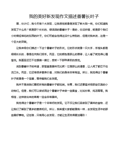 我的美好新发现作文描述番薯长叶子