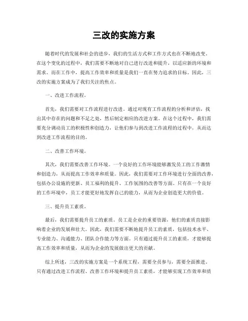 三改的实施方案
