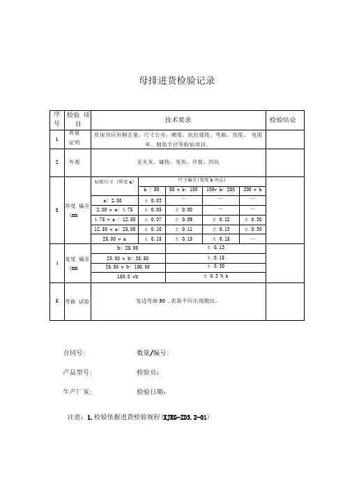外协件标准检验记录单大全