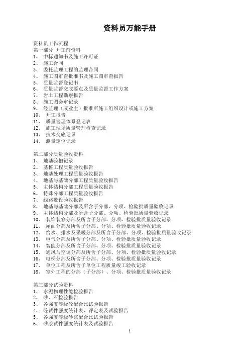 资料员快速学习万能手册(必修)