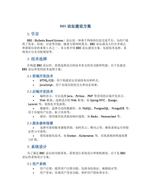 bbs论坛建设方案