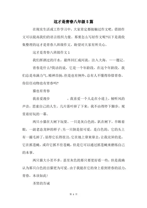 这才是青春八年级5篇