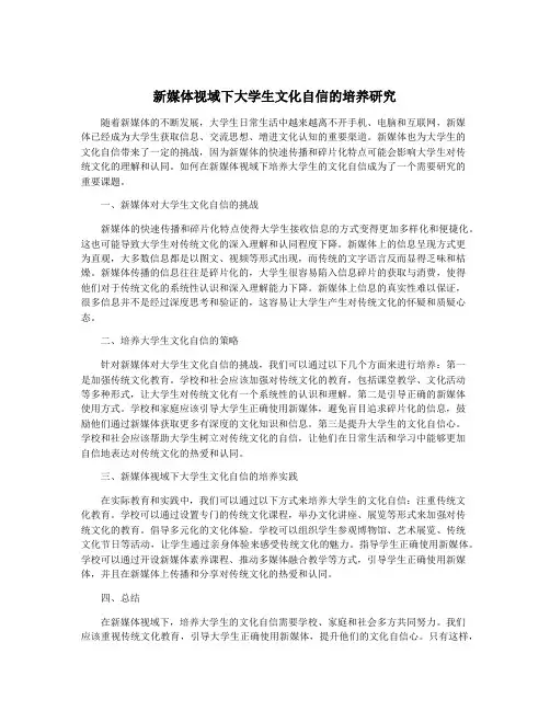 新媒体视域下大学生文化自信的培养研究