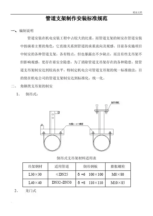 管道支架制作安装标准规范